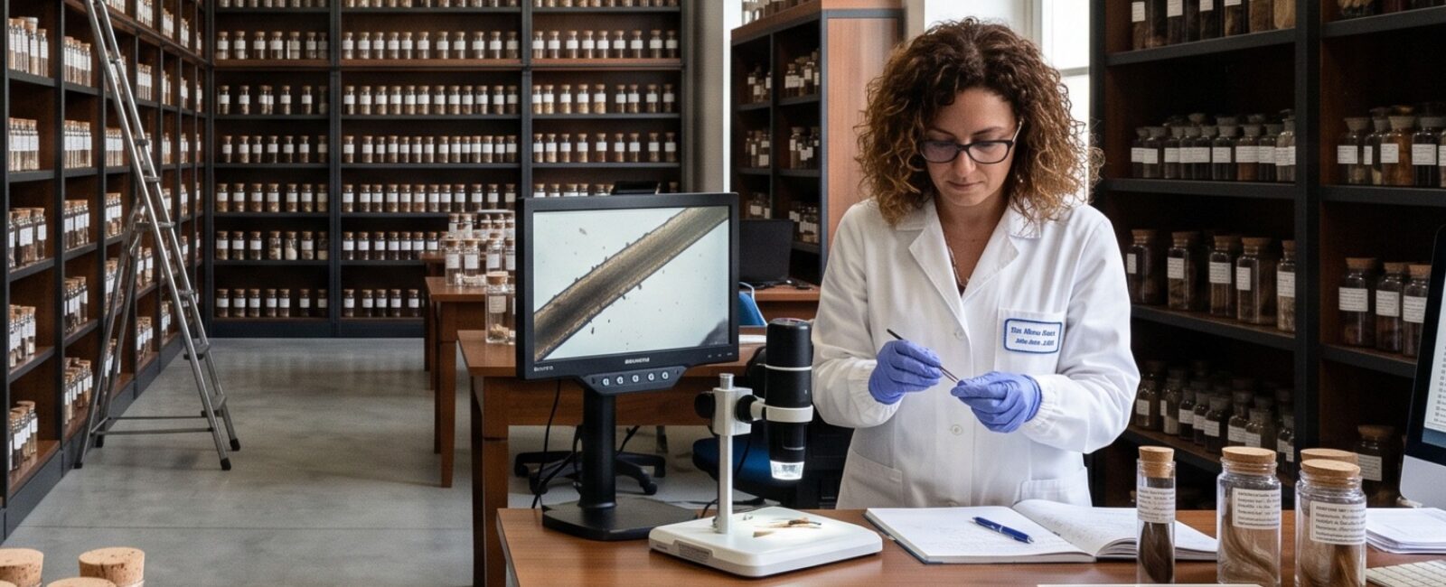 ricercatrice che fa analisi
